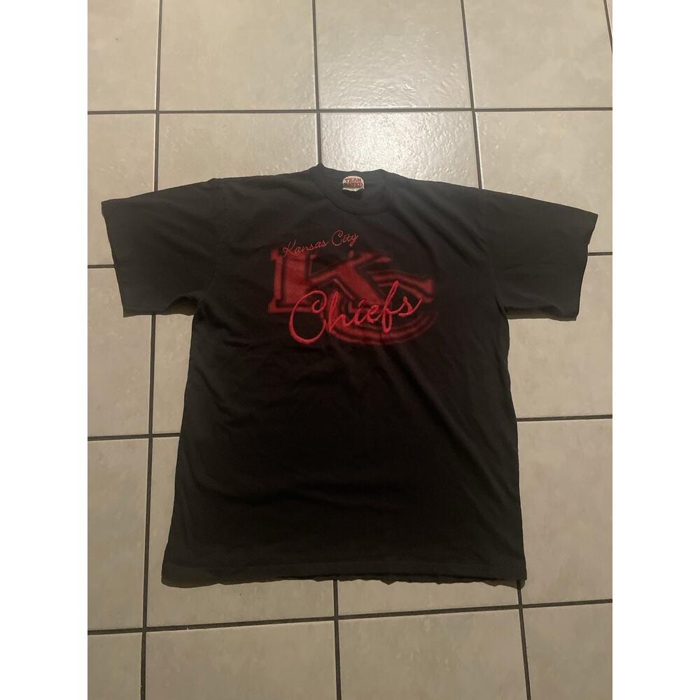Vintage Kansas City Chiefs Shirt Mens L Black NFL Football Tee Team Rated 90s